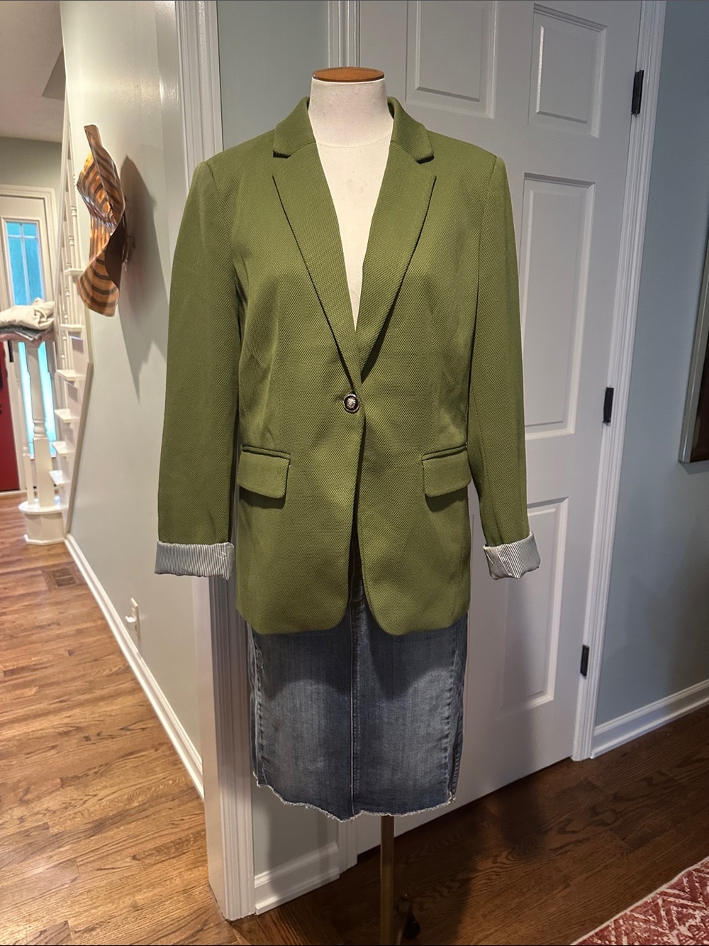 EUC Jules Leopold Studio Avocado 🥑 Green Single-Button Blazer Sz Large